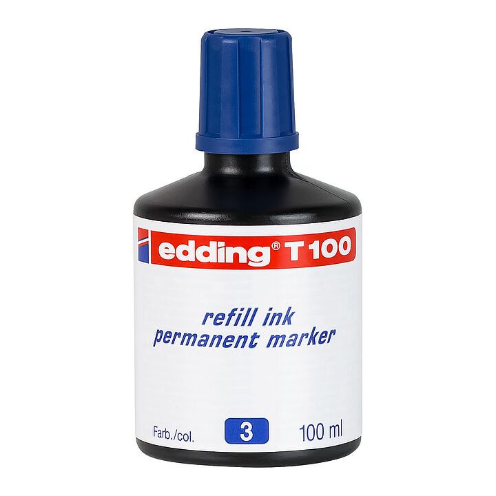 Frasco tinta para rellenar 100ml azul Edding T100-03