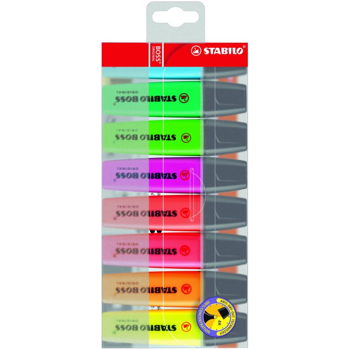 Estuche 8 marcadores fluorescentes boss trazo 2/5mm. surtidos Stabilo…