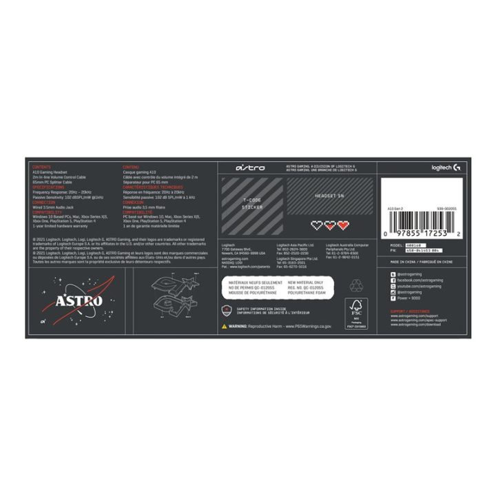 Auriculares con microfono Logitech A10 astro gaming gen 2 jack 3.5mm…