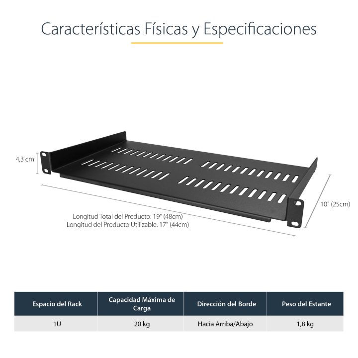 StarTech.com Bandeja Estante Ventilado de 1U para Armario Rack de…