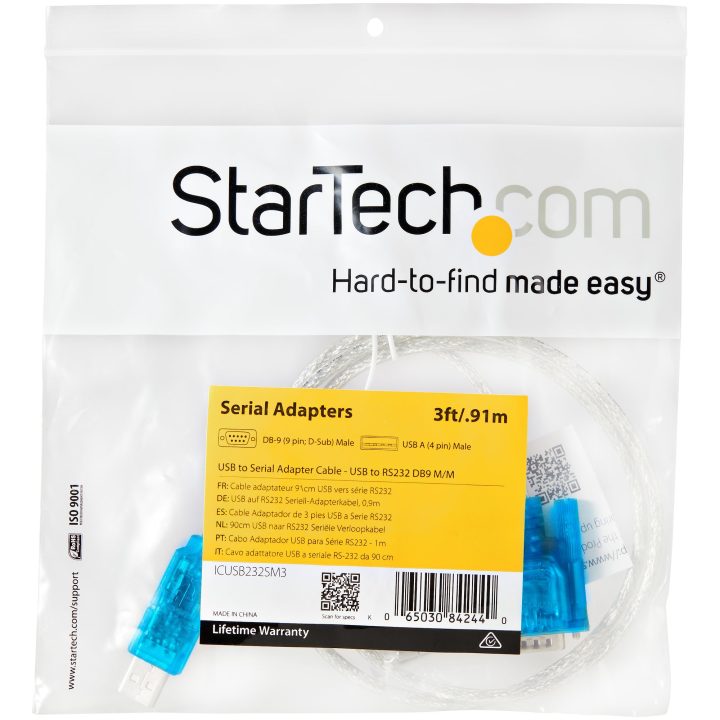 StarTech.com 0.9m 1-Port DB9 M/M USB to Serial Cable - USB to RS232…