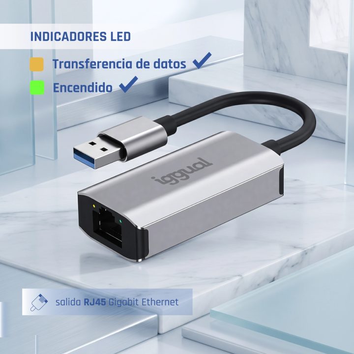 iggual Adaptador USB-A 3.0 a RJ45 Gigabit