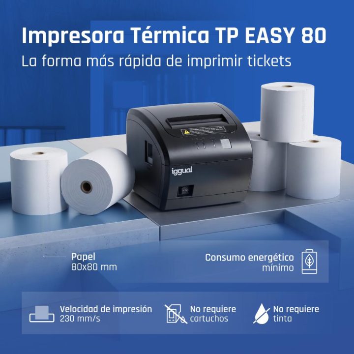 iggual Impresora térmica tickets TP EASY 80 USB+RJ