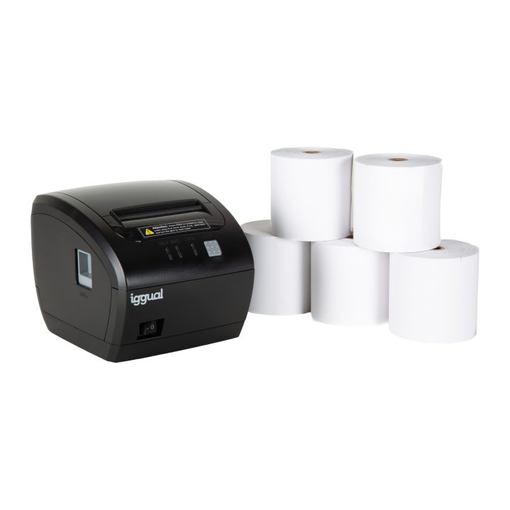 iggual Kit impresora térmica TP7001 + 5 rollos
