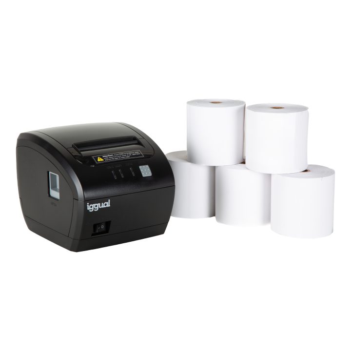 iggual Kit impresora térmica TP7001 + 5 rollos