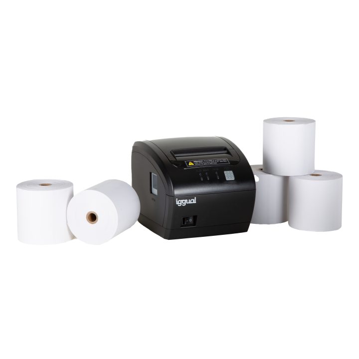 iggual Kit impresora térmica TP7001 + 5 rollos
