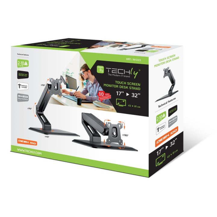 Techly ICA-LCD 35TS soporte para monitor 32" Escritorio Negro