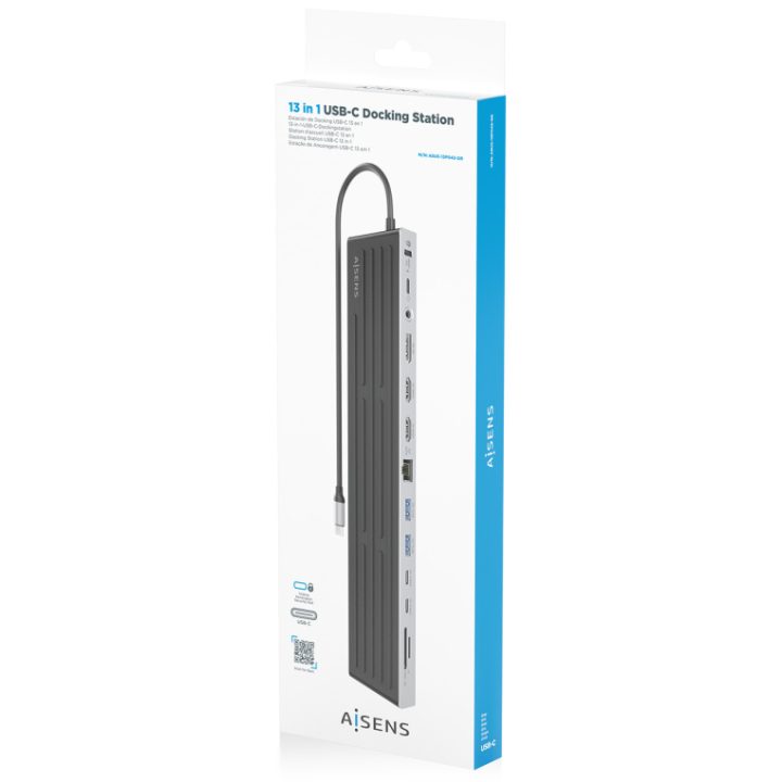 AISENS USB-C Dock 13 en 1, USB-C A 2xHDMI, 1xDisplayPort, 1xRJ45…
