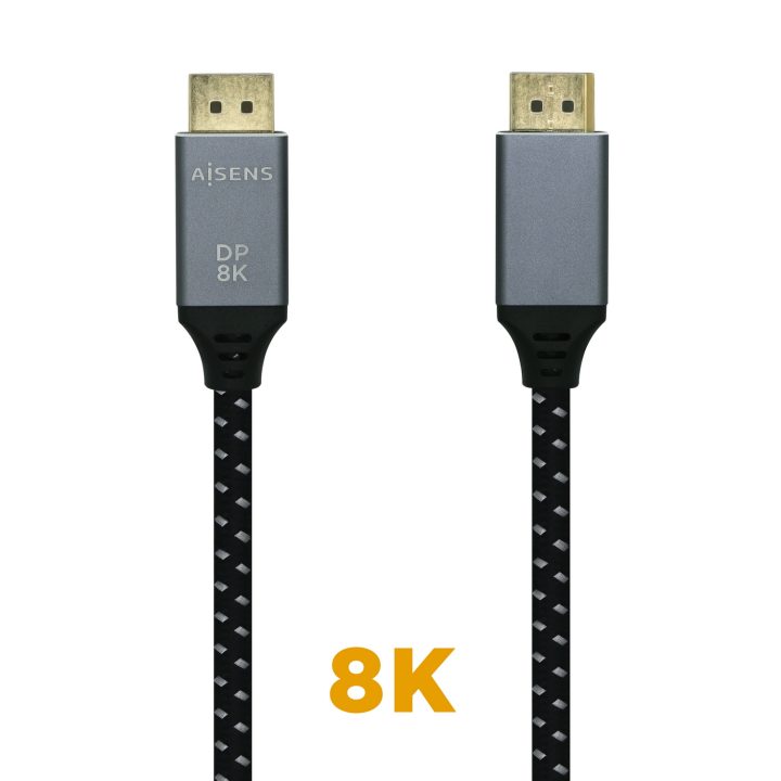 AISENS DisplayPort Cable V1.4 8K@60Hz, DP/M-DP/M, Gray/Black, 1.5m
