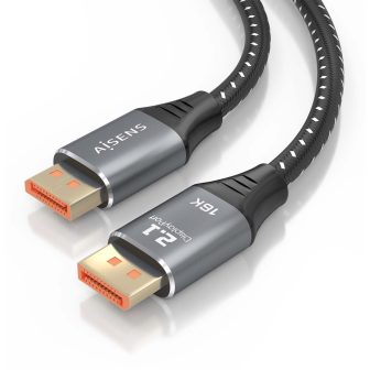 AISENS DisplayPort Cable V2.1 16K@60Hz 80 Gbps, DP/M-DP/M, Black, 2.0m