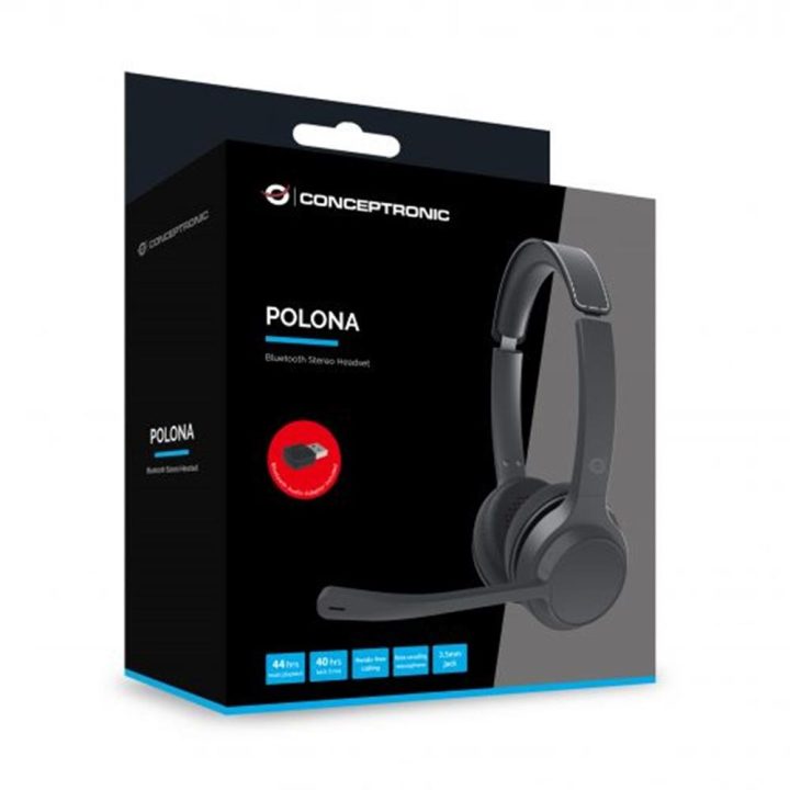 Conceptronic POLONA04BA Headset Over-Ear Wireless and Wired Headband…