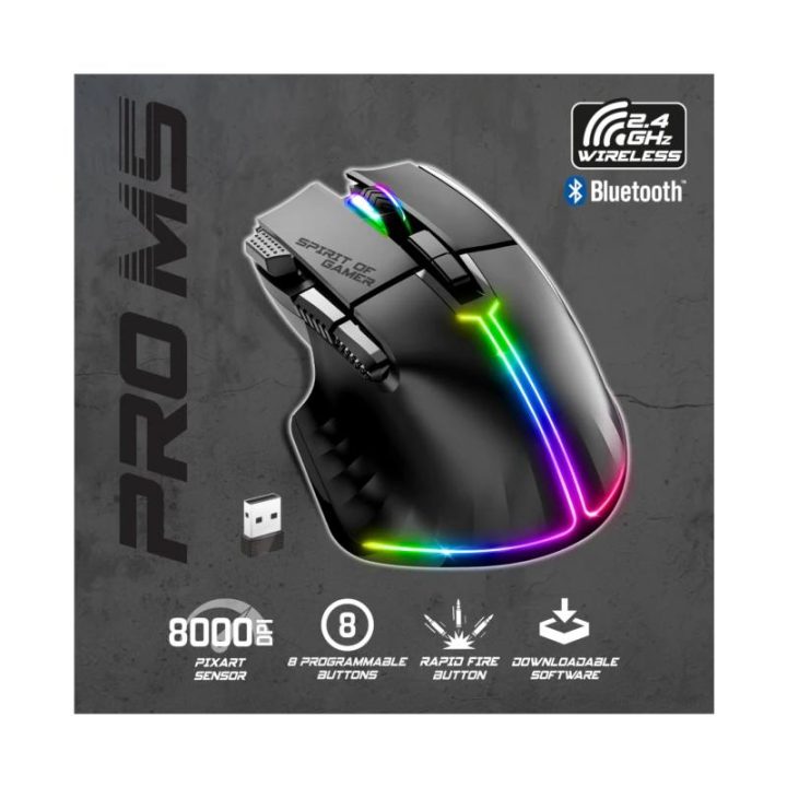 Spirit of Gamer Ratão Sem Fios Pro M5 Black (S-PM5RFBK)