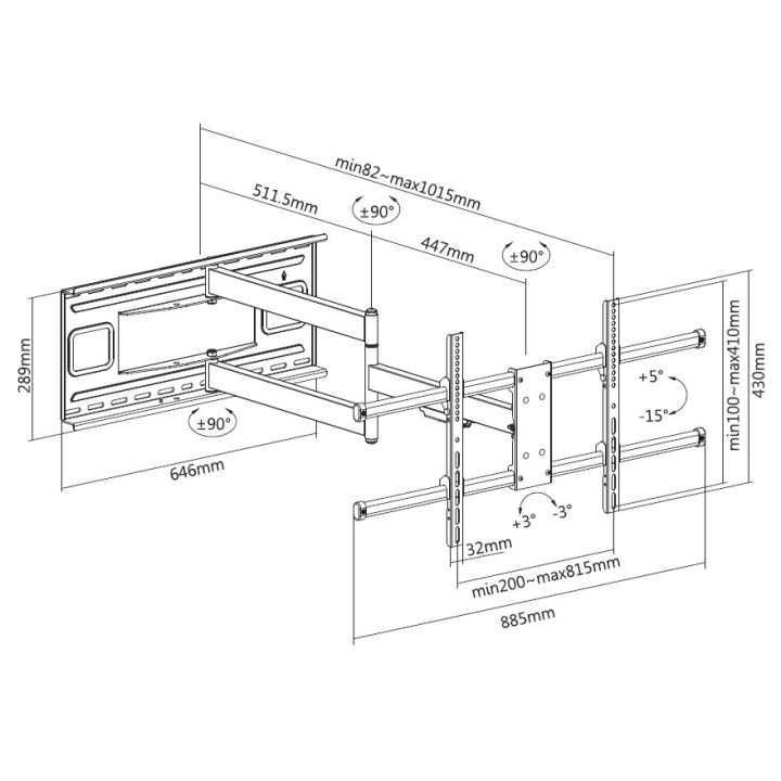 Equip Soporte de pared para TV de movimiento completo con brazo largo…