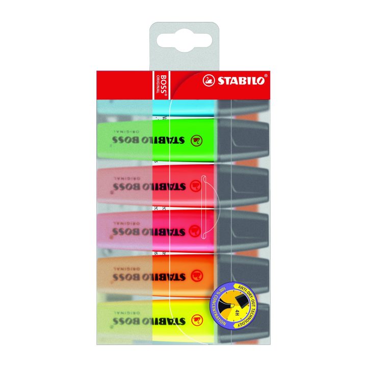Case of 6 Stabilo Boss Highlighters, 2/5mm Tip, Assorted Colors…