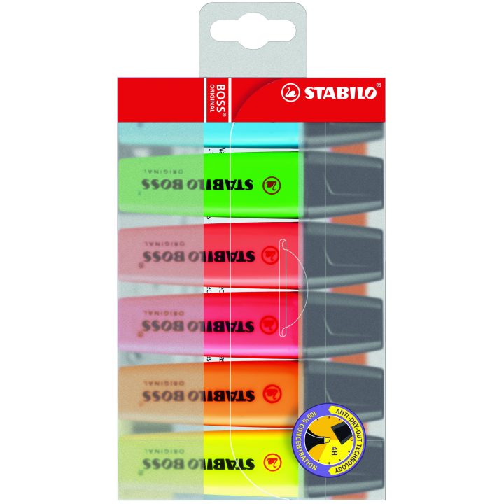 Estojo com 6 marcadores fluorescentes Stabilo Boss, traço 2/5 mm…