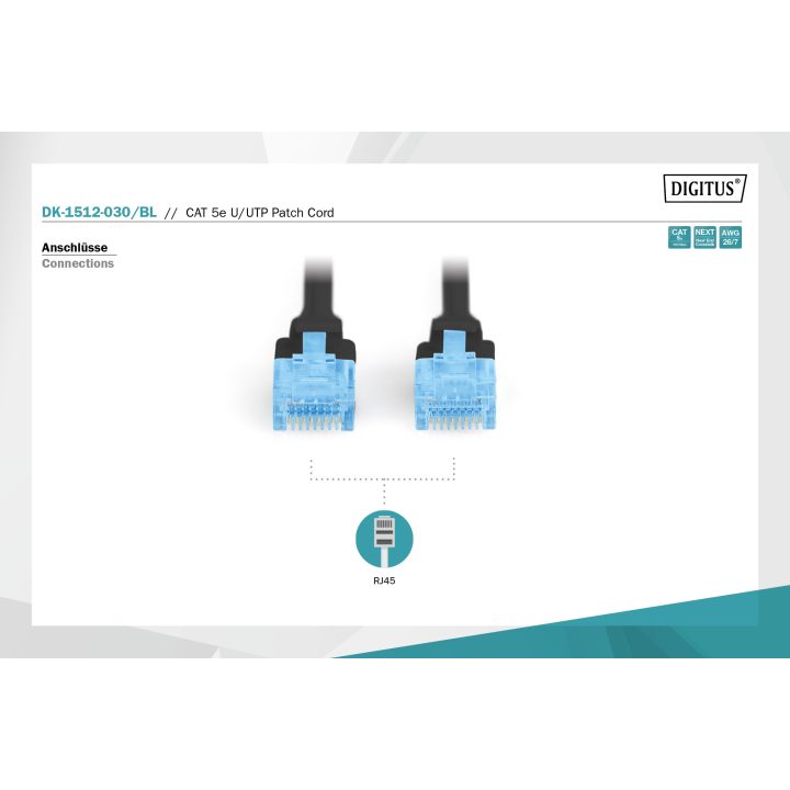 Digitus DK-1512-030/BL Black Network Cable 3 m Cat5e U/UTP (UTP)