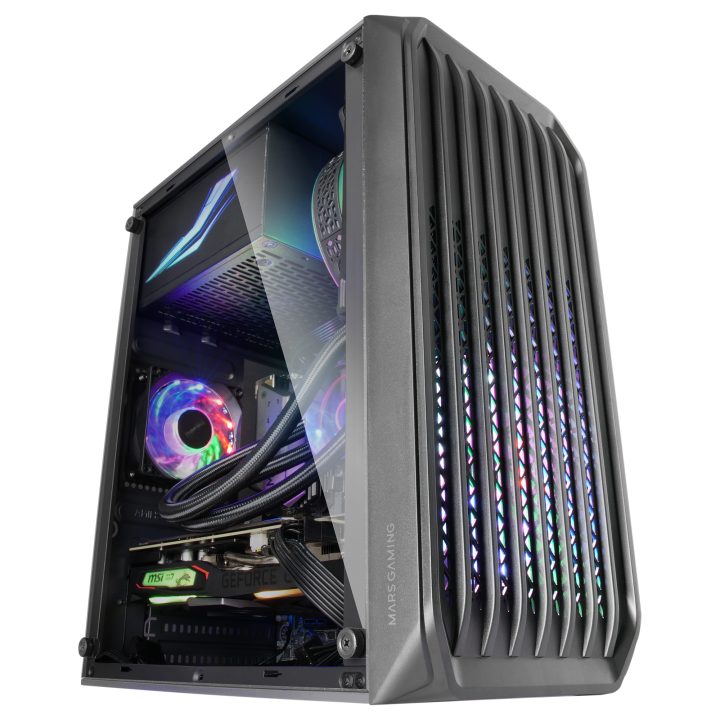 Mars Gaming MC-S2, Compact Micro-ATX Gaming PC Case, 2 FRGB Rainbow…