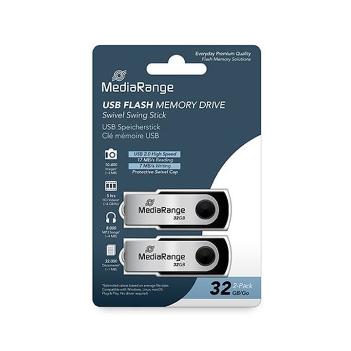 Pen drive 32GB USB 2.0 Mediarange pack de 2 (MR911-2)