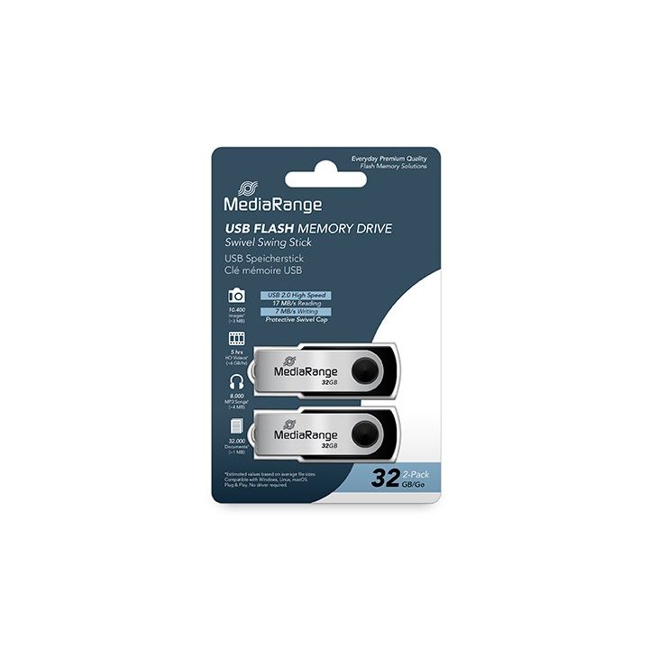 Pen drive 32GB USB 2.0 Mediarange pack de 2 (MR911-2)
