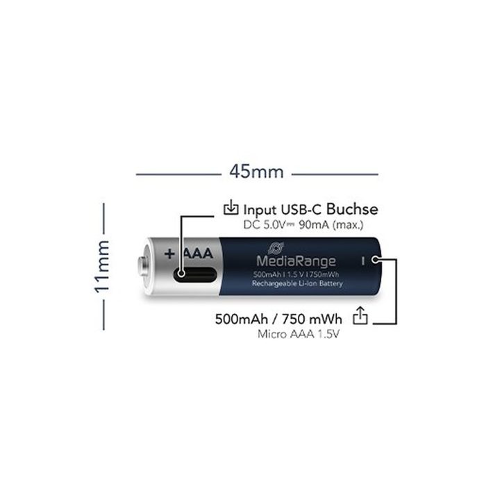 Mediarange AAA Rechargeable Batteries (MRBAT160)