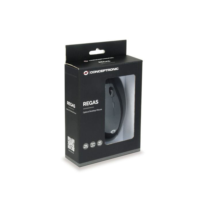 Conceptronic REGAS01B ratón Oficina Ambidextro USB tipo A Óptico 1200…