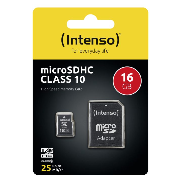 Intenso 16GB CL10 MicroSD Memory Card + SD Adapter (3413470)