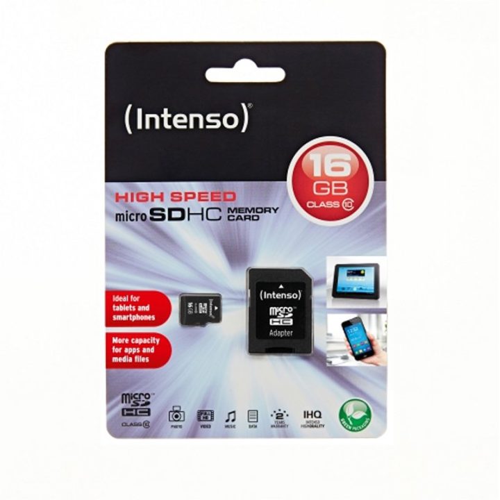 Intenso 16GB CL10 MicroSD Memory Card + SD Adapter (3413470)