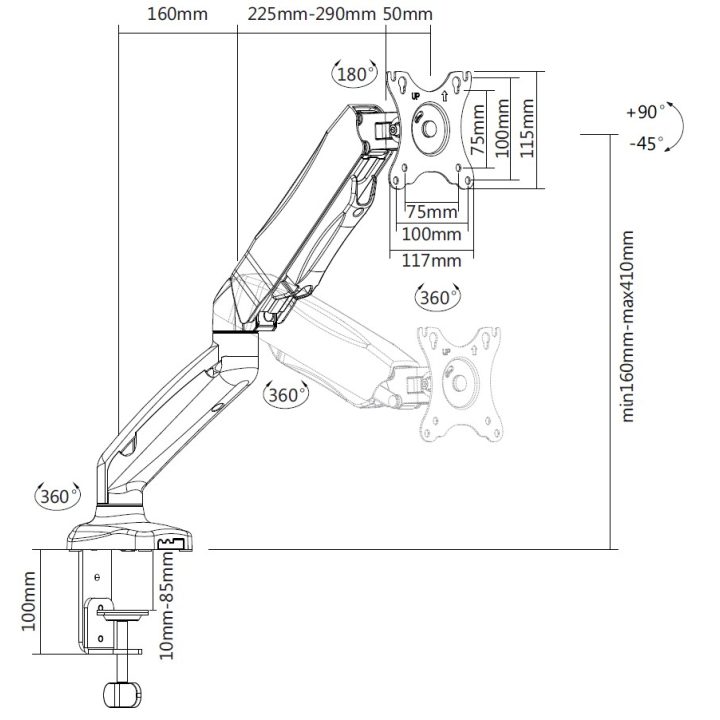 Equip Soporte de sobremesa para monitor interactivo de 17"-32