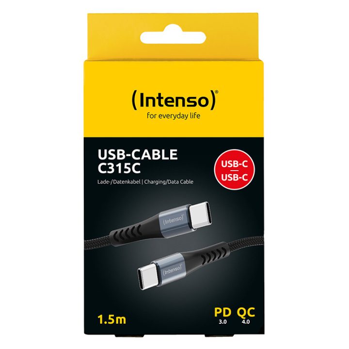 Cable USB-C Intenso 1.5m-macho-macho-negro 60W (7901000)