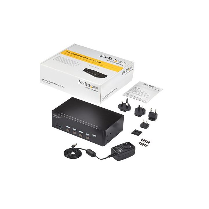 StarTech.com Comutador KVM de 4 Portas HDMI - 4K a 30Hz - Duplo Ecrã