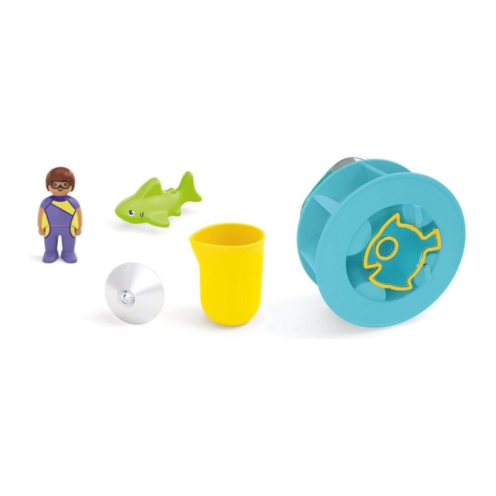 Playmobil junior aqua: rueda de agua con bebé tiburón (71688)
