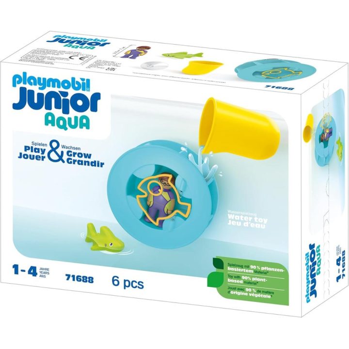 Playmobil junior aqua: rueda de agua con bebé tiburón (71688)