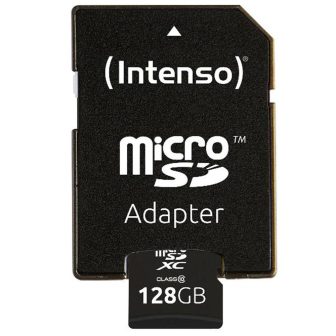 Tarjeta memoria micro SD Intenso 128GB CL10 + adaptador SD (3413491)