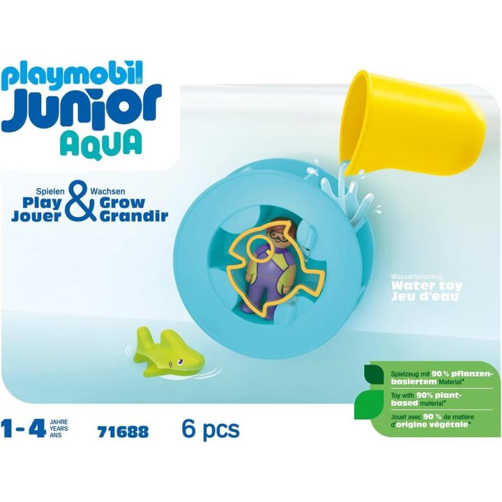 Playmobil junior aqua: rueda de agua con bebé tiburón (71688)