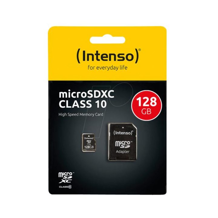 Cartão de memória micro SD Intenso 128GB CL10 + adaptador SD (3413491)