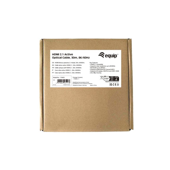 Equip 19453 Cabo óptico ativo HDMI 2.1, 30 m, 8K/60 Hz, 4K/120 Hz