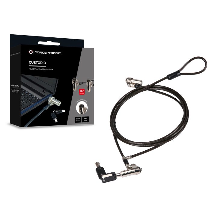 Conceptronic CUSTODIO02BNTM Anti-Theft Cable Black 1.8 m