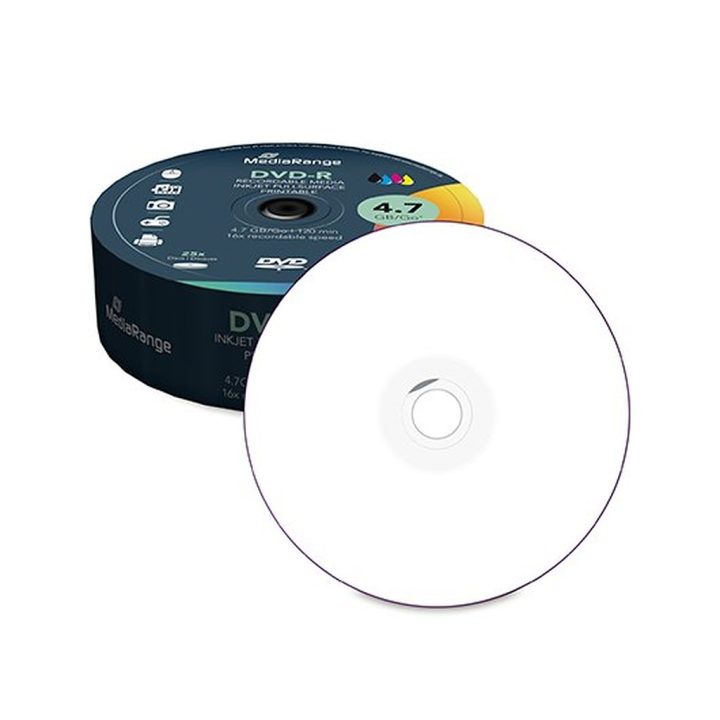 Consumível Mediarange DVD-R MR407 4.7GB 25PCS