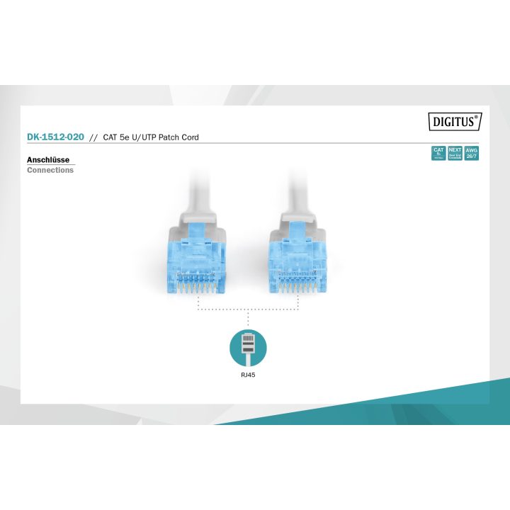 Digitus DK-1512-020 cabo de rede Cinzento 2 m Cat5e U/UTP (UTP)
