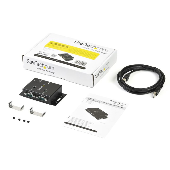 StarTech.com Industrial 2-Port Serial RS232 to USB Hub, DIN Rail/Wall…