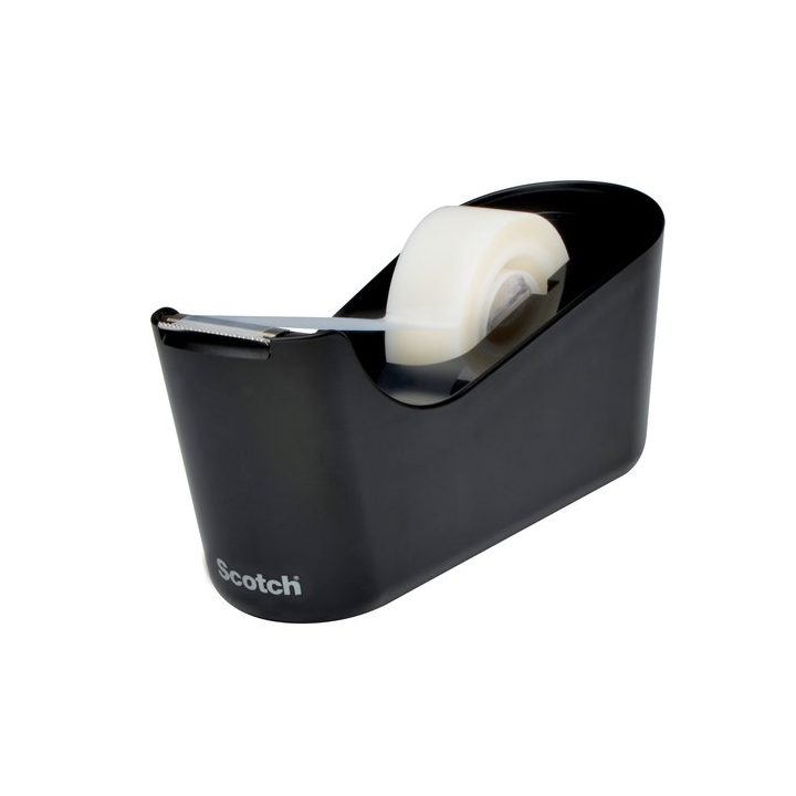 C18 Desktop Tape Dispenser in Black with Invisible Tape Roll 19mm x…