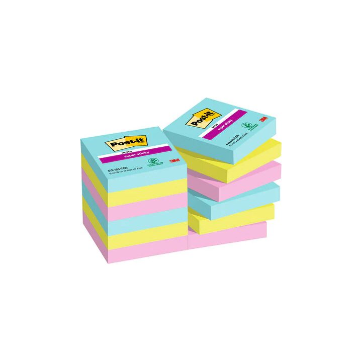Pack of 12 Sticky Note Pads 90 Sheets 47.6x47.6mm Super Sticky Cosmic…