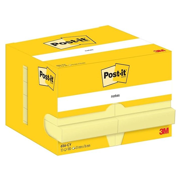 Pack of 12 Sticky Note Pads 100 Sheets 51x76mm Canary Yellow…
