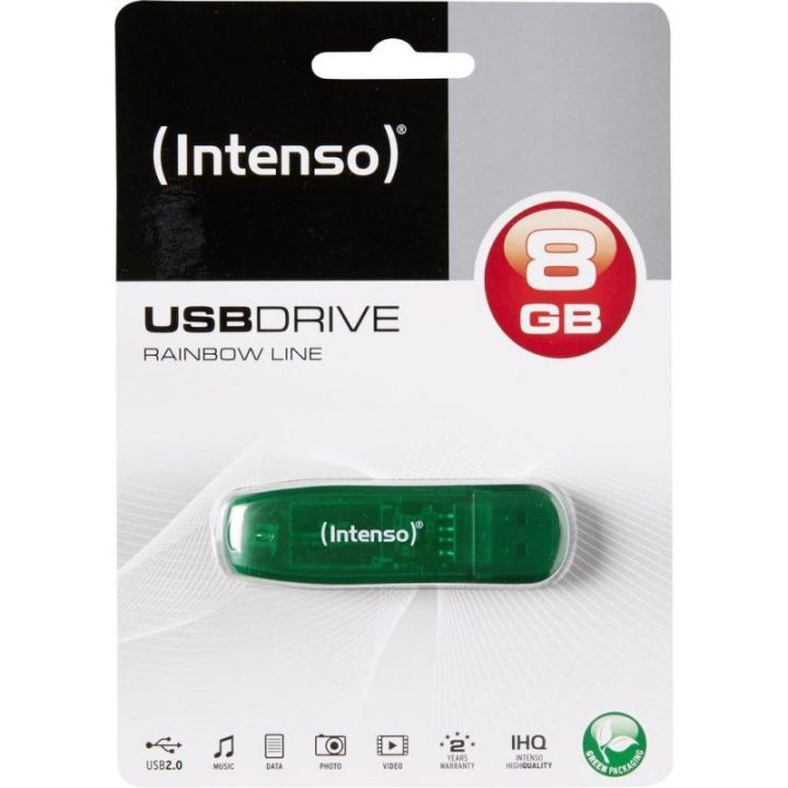 Intenso Rainbow 8GB Green USB 2.0 Flash Drive (3502460)