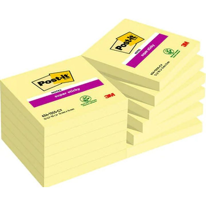 Pack 12 blocos de notas adesivas 90 folhas 76X76MM super sticky sem…