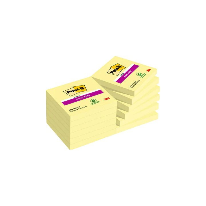 Pack of 12 90-Sheet Super Sticky Notes Pads 76x76mm No Individual…