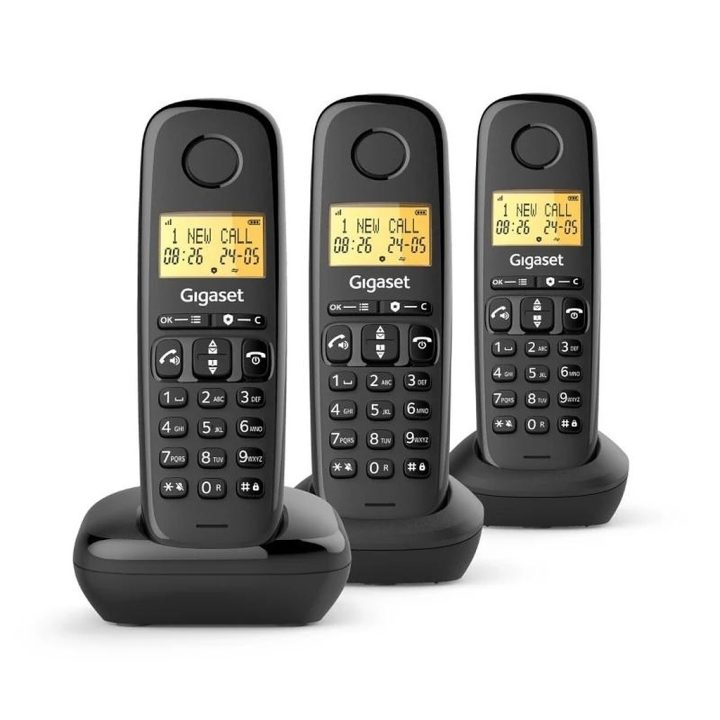 Gigaset Basic 100 Sem Fios DECT Preto Trio (L36852-H3206-D211)