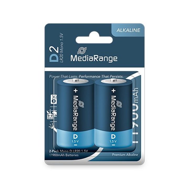 Pilhas alcalinas Mediarange mono D (MRBAT109)