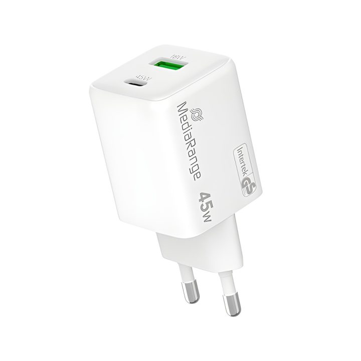 Carregador Mediarange dual USB-A e USB-C 45W (MRMA113-2)