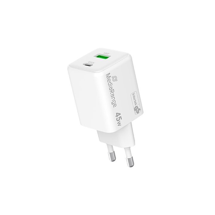 Carregador Mediarange dual USB-A e USB-C 45W (MRMA113-2)